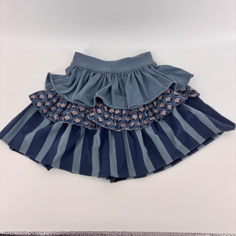 Persnickety Girls Skirt Size 5 Blue Tiered Ruffle Jeweled Forest Audrey‎